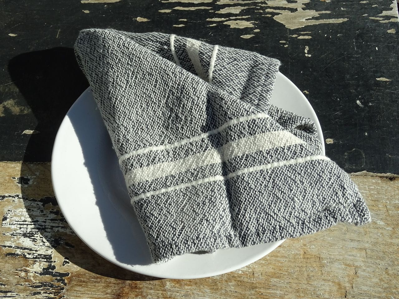 Barrydale Hand Weavers Contemporary Serviette Variegated Stripes "Charcoal"