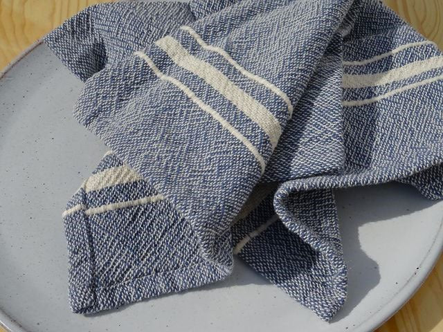 Barrydale Hand Weavers Contemporary Serviette Variegated Stripes "Indigo"