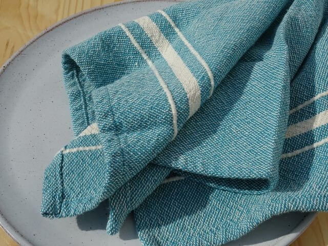 Barrydale Hand Weavers Contemporary Serviette Variegated Stripes "Teal"