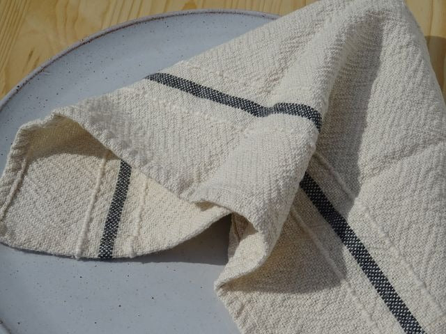 Barrydale Hand Weavers Country Serviette Variegated Stripes "Charcoal"