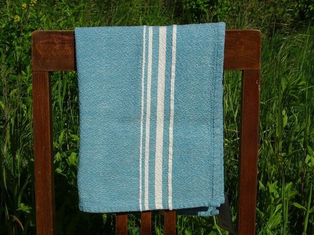 Barrydale Hand Weavers Contemporary Towel Variegated Stripes "Teal"