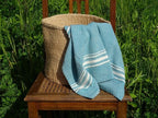 Barrydale Hand Weavers Contemporary Towel Variegated Stripes "Teal"