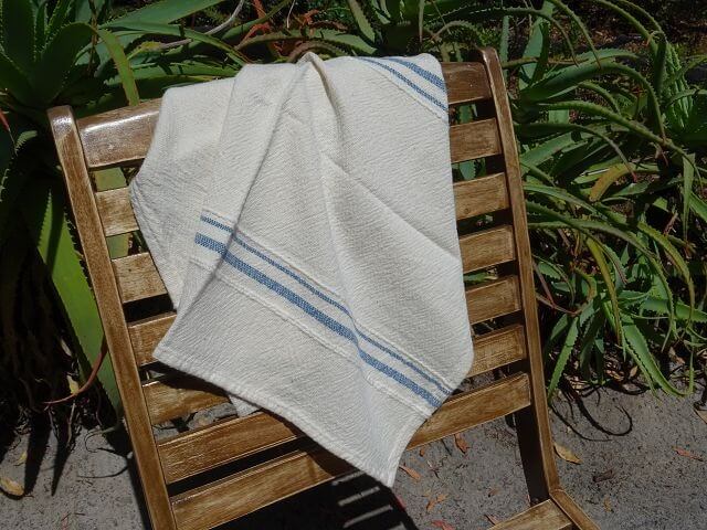 Barrydale Hand Weavers Country Towel Variegated Stripes "Denim"