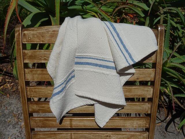 Barrydale Hand Weavers Country Towel Variegated Stripes "Denim"