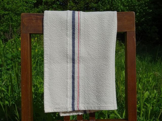 Barrydale Hand Weavers Country Towel Variegated Stripes "Navy & Red"