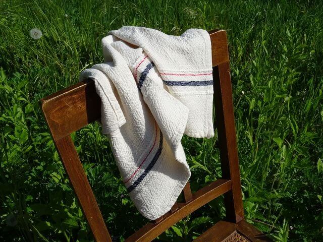 Barrydale Hand Weavers Country Towel Variegated Stripes "Navy & Red"