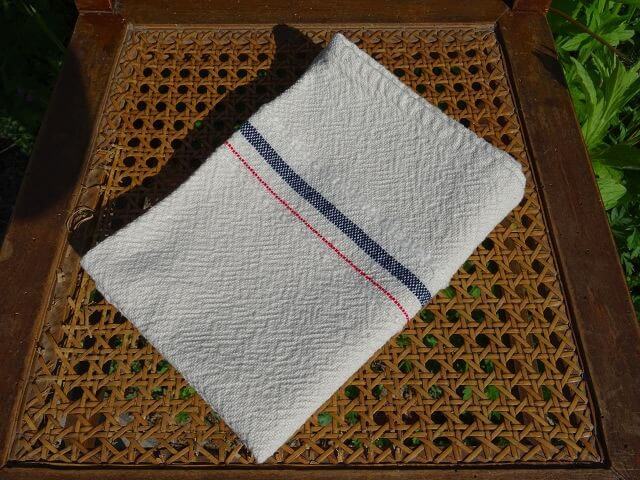 Barrydale Hand Weavers Country Towel Variegated Stripes "Navy & Red"