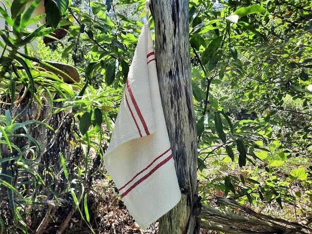 Barrydale Hand Weavers Country Towel Variegated Stripes "Red"