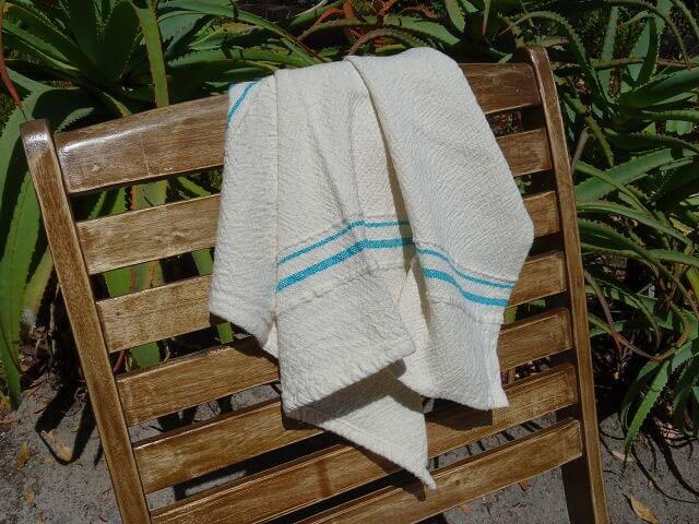 Barrydale Hand Weavers Country Towel Variegated Stripes "Teal"