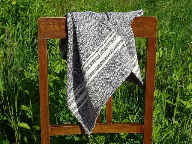 Barrydale Weavers Contemporary Towel Variegated Stripes "Charcoal"
