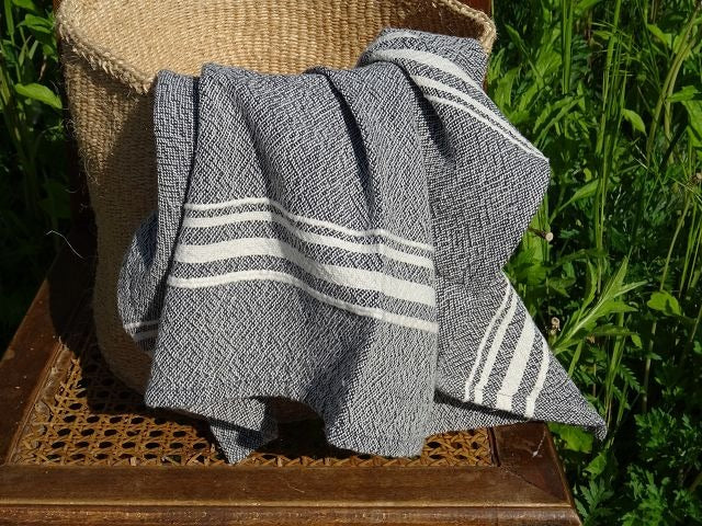 Barrydale Weavers Contemporary Towel Variegated Stripes "Charcoal"