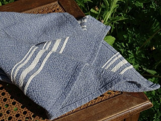 Barrydale Weavers Contemporary Towel Variegated Stripes "Indigo"