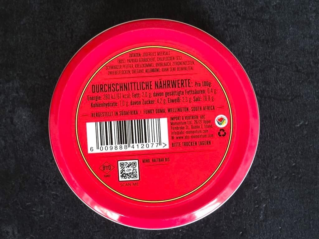 Funky Ouma Chilli Salt Gewürzsalz 90 g Travel Tin