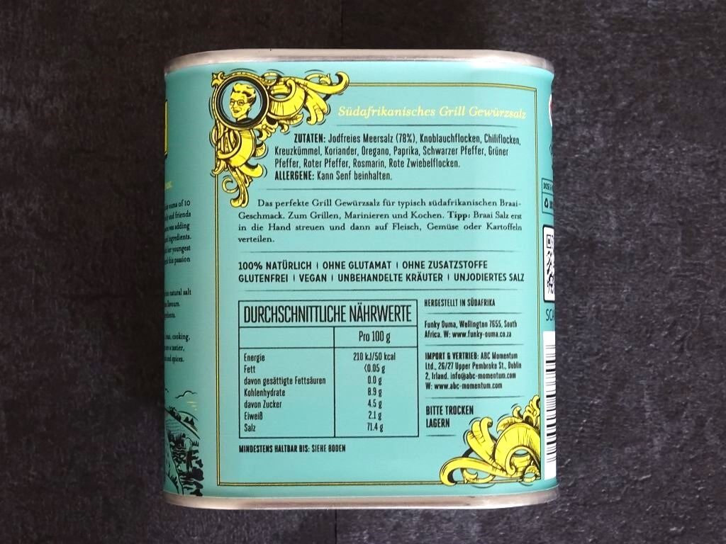 Funky Ouma Braai Salt Grillsalz 300 g Tin