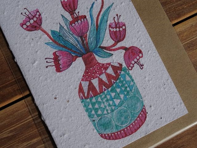 Growing Paper Grußkarte "Flowers in Vase" Colour me Africa