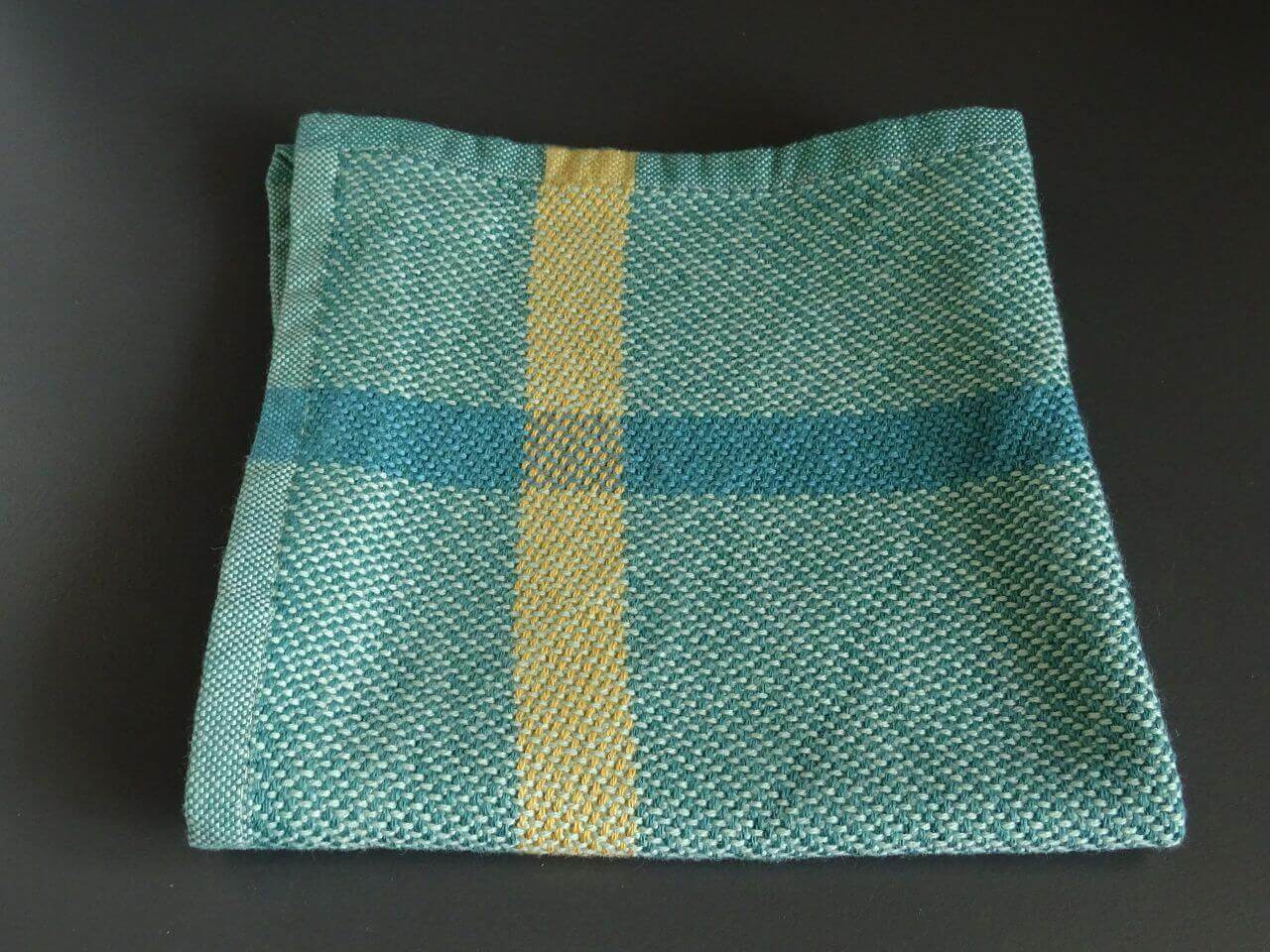 Mungo Washcloth Aqua Forest Green kleiner Waschlappen mit Aufhänger gewebt aus reiner Baumwolle in Südafrika