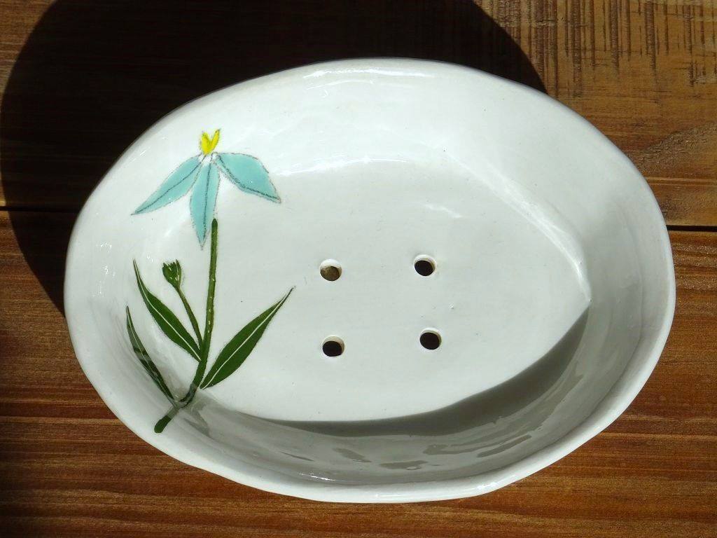 Gemma Orkin Keramik Seifenschale Weiß "Blue Flower"