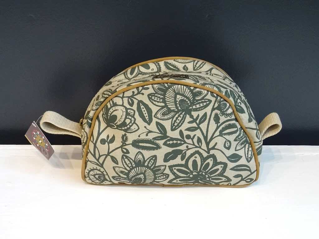 Mongoose handcrafted Misi Bag im Design "Lira Dark Olive/Natural" Dunkelgrün auf naturfarbenem Stoff aus Südafrika