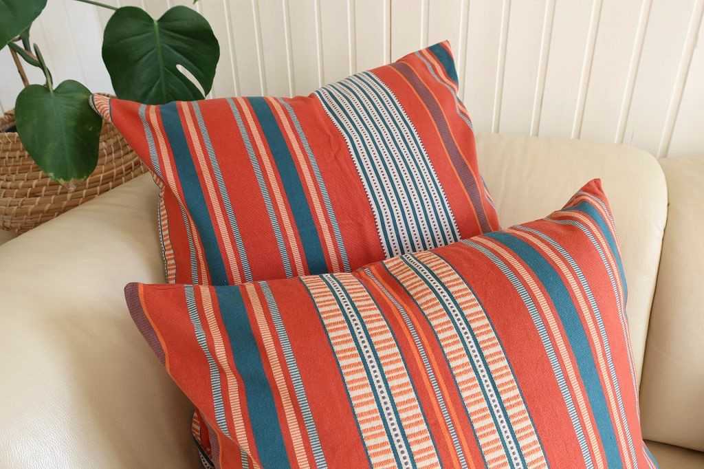 Mungo Sahara Stripe Cushion Cover Kissenhülle 60x60"Flame"