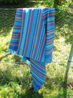 MUNGO South Kikoi Baumwolltuch aus Südafrika gestreift in wunderschönen verschiedenen Farben mit Blau