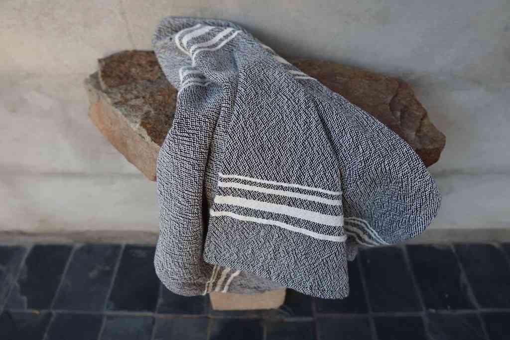 Barrydale Hand Weavers Contemporary Towel Variegated Stripes "Charcoal"
