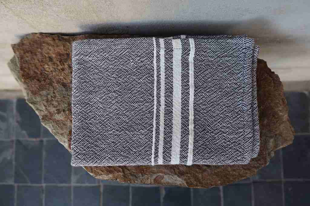 Barrydale Hand Weavers Contemporary Towel Variegated Stripes "Charcoal"