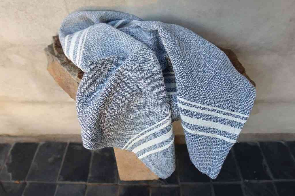 Barrydale Hand Weavers Contemporary Towel Variegated Stripes "Indigo"