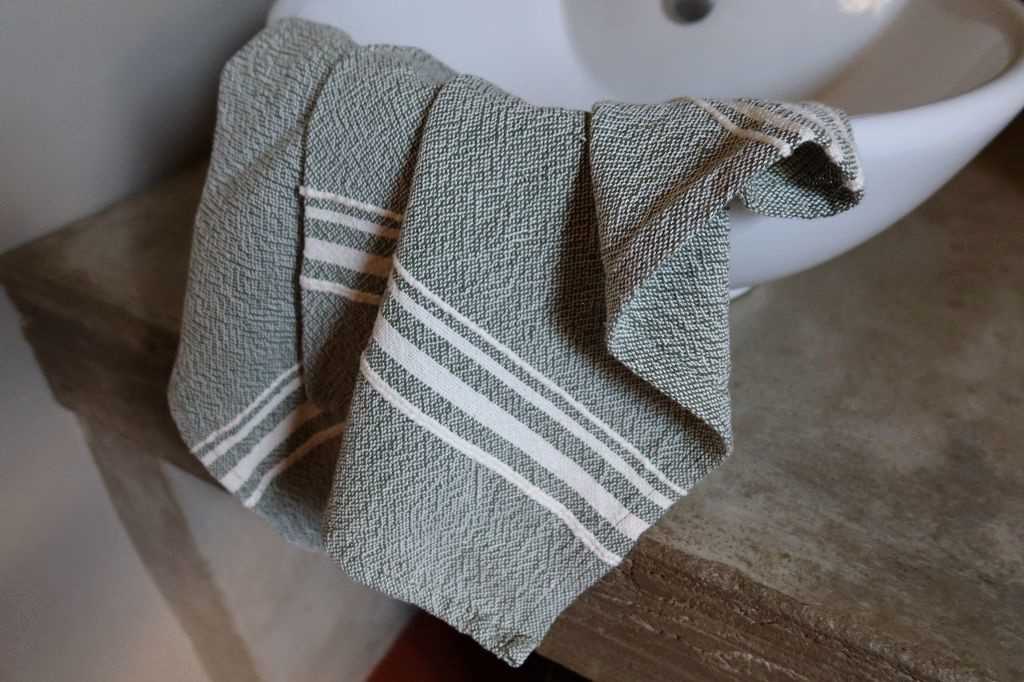 Barrydale Hand Weavers Contemporary Towel Variegated Stripes "Karoo Green"