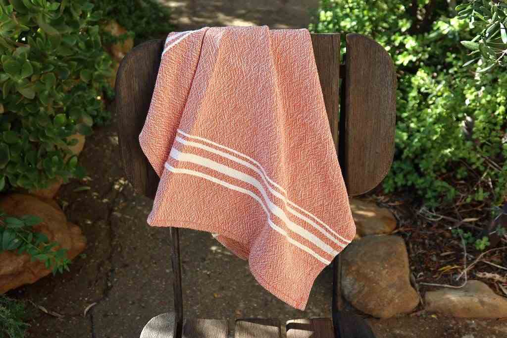 Barrydale Hand Weavers Contemporary Towel Variegated Stripes "Karoo Orange"