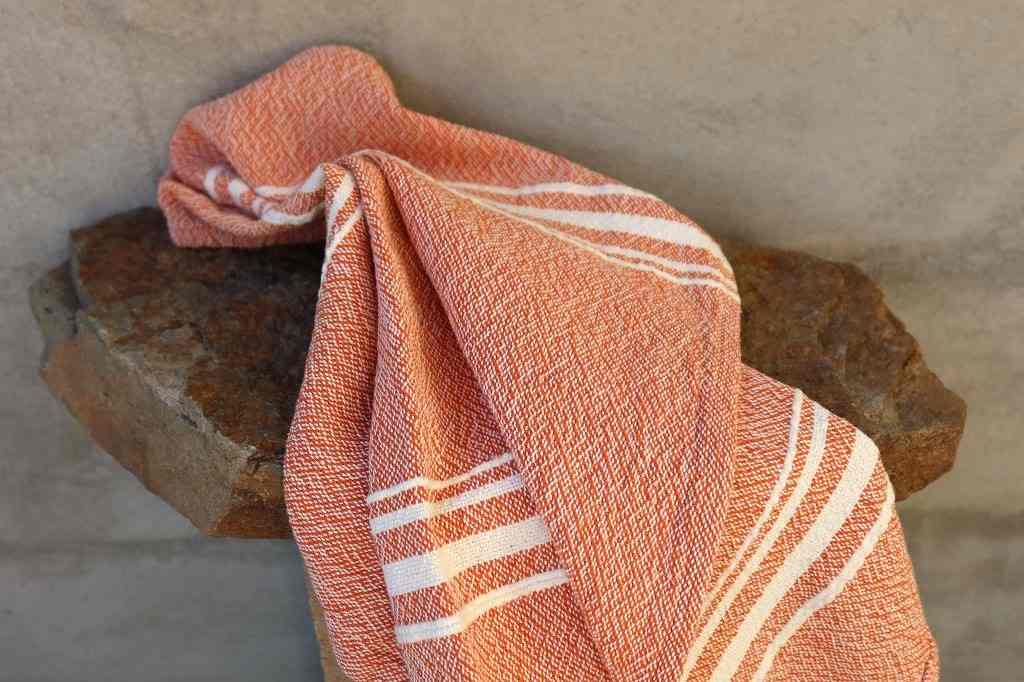 Barrydale Hand Weavers Contemporary Towel Variegated Stripes "Karoo Orange"