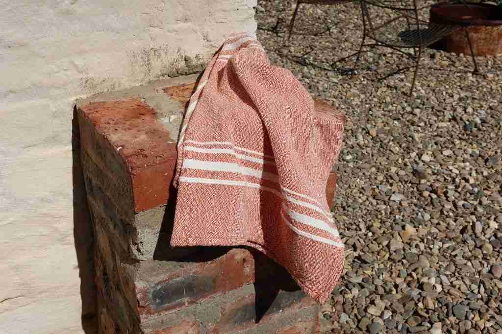 Barrydale Hand Weavers Contemporary Towel Variegated Stripes "Karoo Orange"
