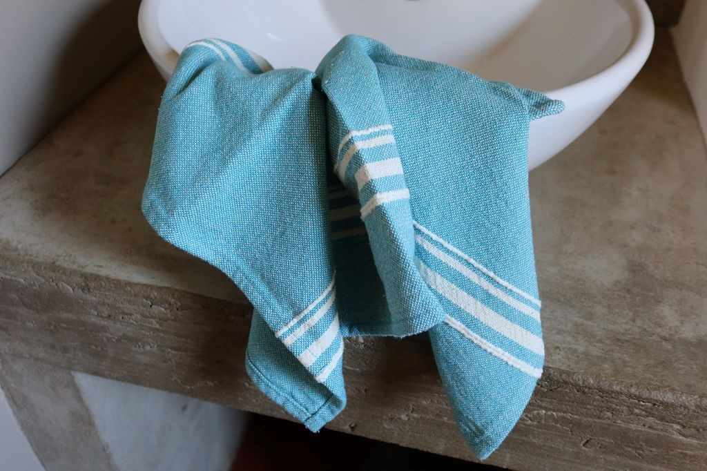 Barrydale Hand Weavers Contemporary Towel Variegated Stripes "Teal"