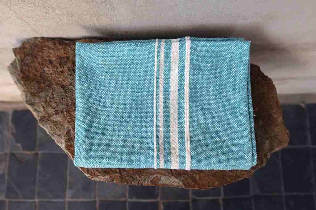 Barrydale Hand Weavers Contemporary Towel Variegated Stripes "Teal"