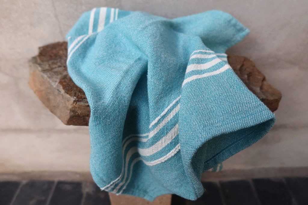 Barrydale Hand Weavers Contemporary Towel Variegated Stripes "Teal"