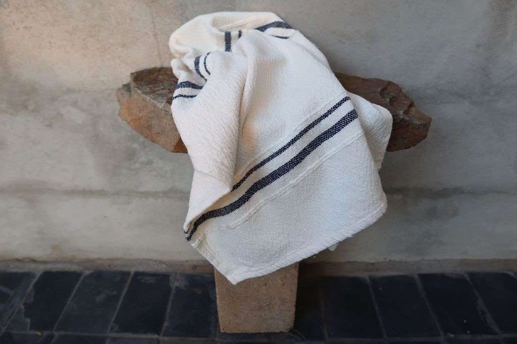 Barrydale Hand Weavers Country Towel Variegated Stripes "Charcoal"