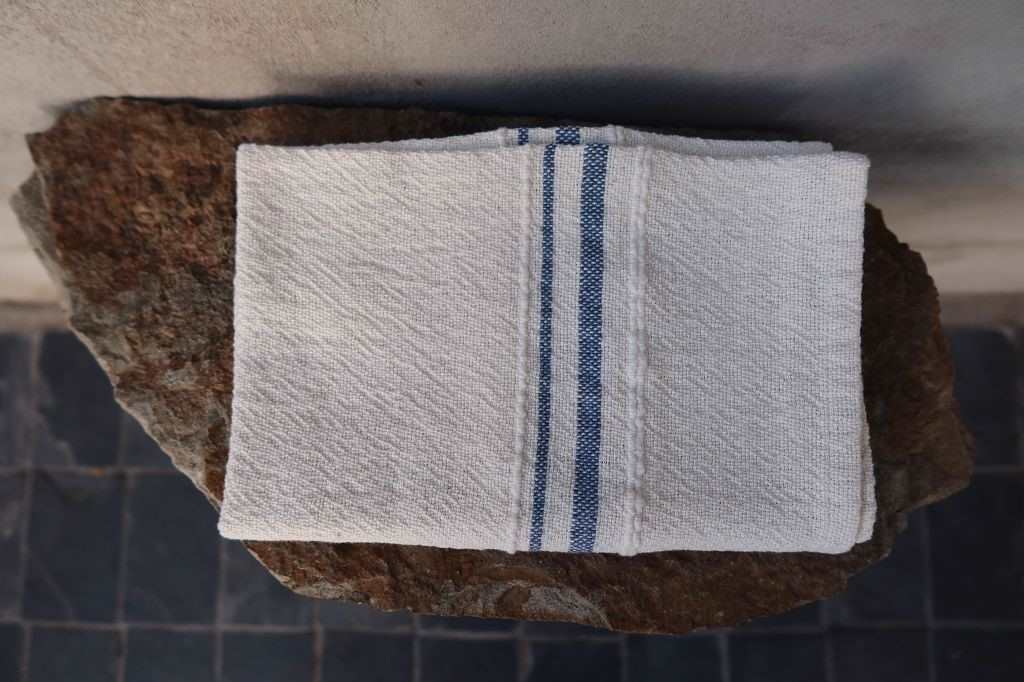 Barrydale Hand Weavers Country Towel Variegated Stripes "Denim"