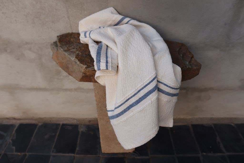 Barrydale Hand Weavers Country Towel Variegated Stripes "Denim"
