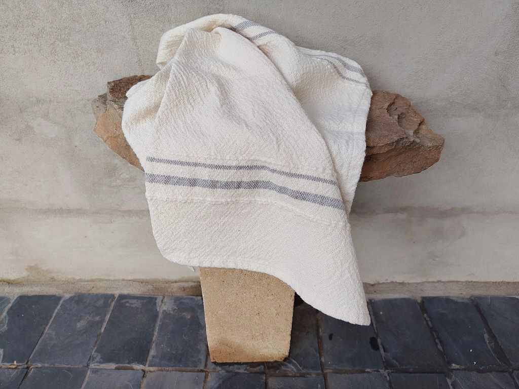 Barrydale Hand Weavers Country Towel Variegated Stripes" Grey"