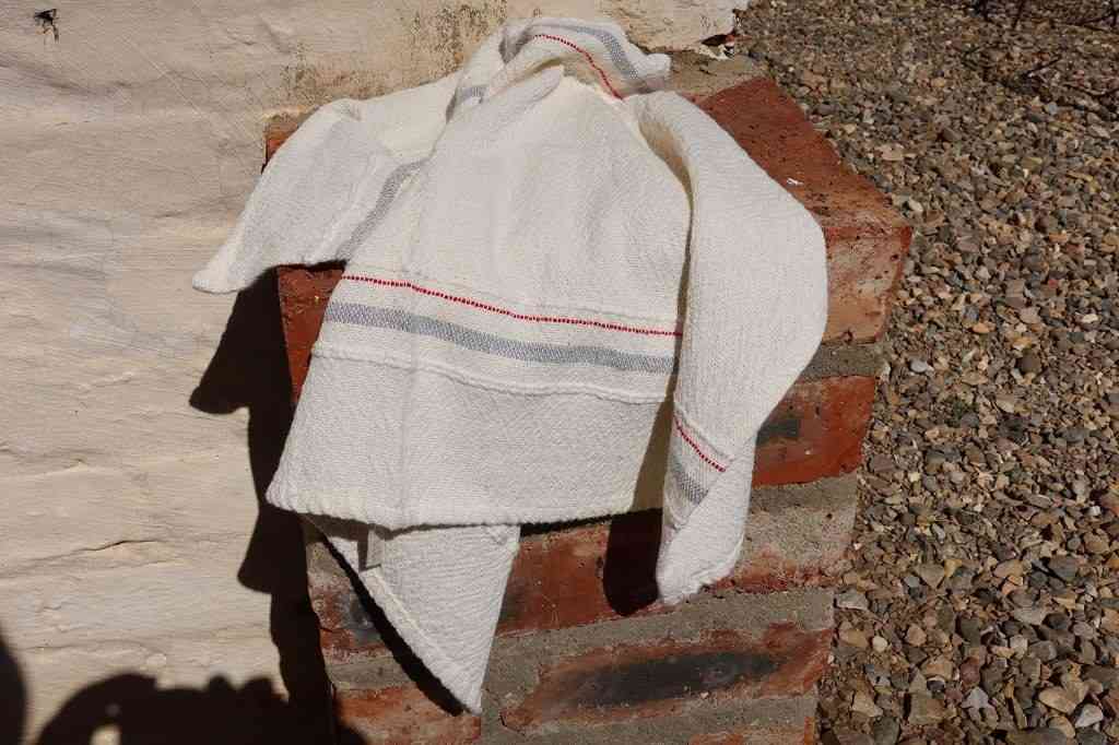 Barrydale Hand Weavers Country Towel Variegated Stripes "Grey & Red"