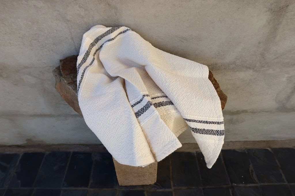 Barrydale Hand Weavers Country Towel Variegated Stripes"Inverse Charcoal"