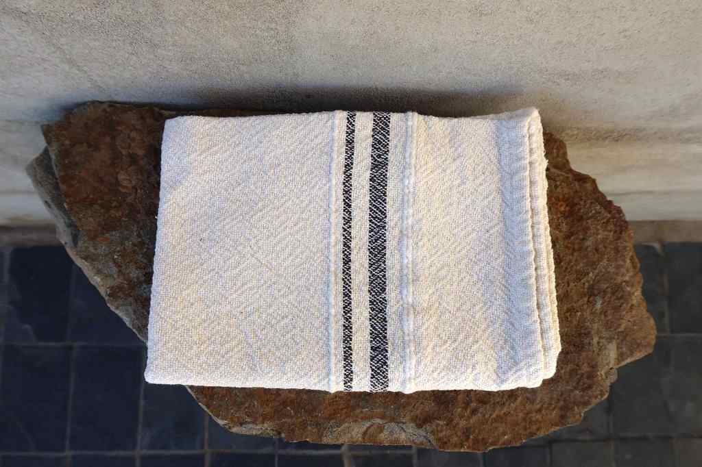 Barrydale Hand Weavers Country Towel Variegated Stripes"Inverse Charcoal"