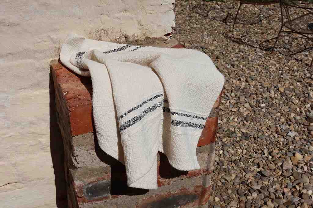 Barrydale Hand Weavers Country Towel Variegated Stripes"Inverse Charcoal"