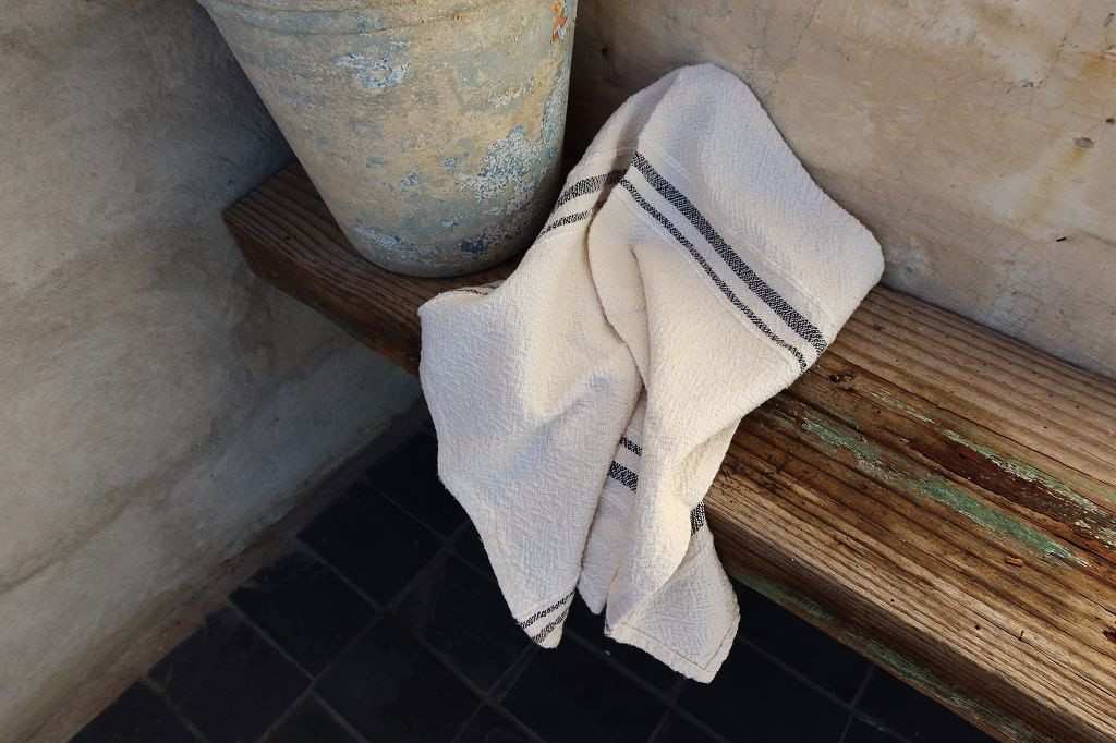 Barrydale Hand Weavers Country Towel Variegated Stripes"Inverse Charcoal"