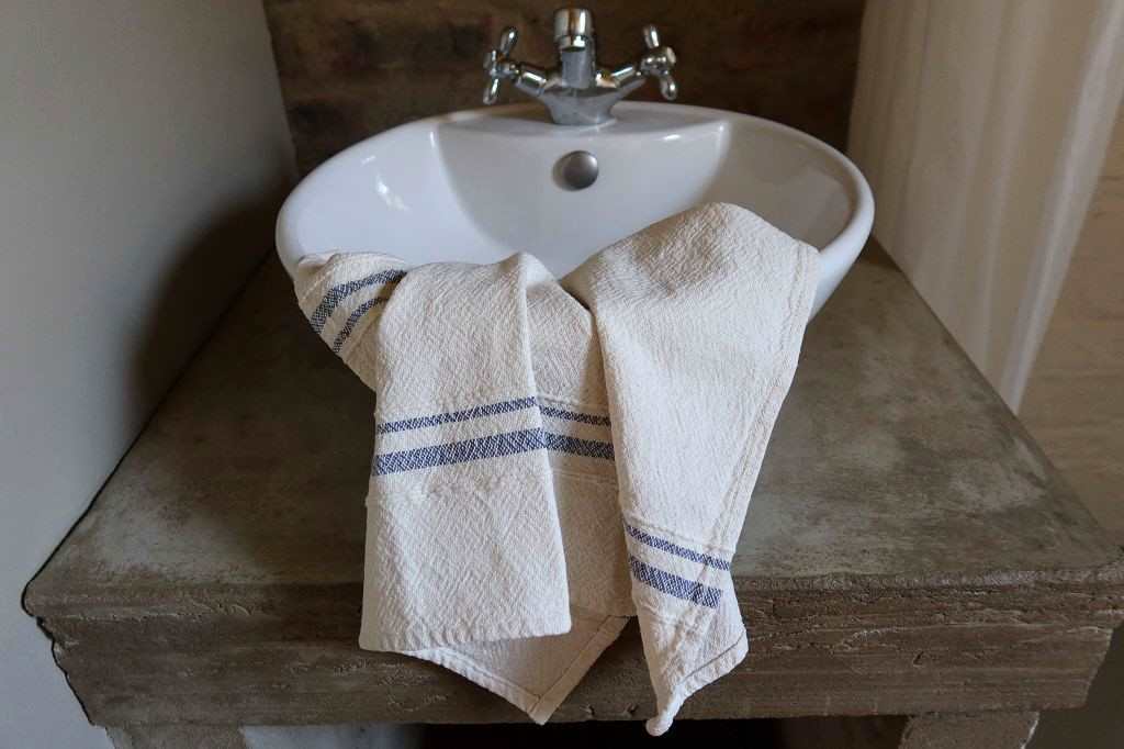 Barrydale Hand Weavers Country Towel Variegated Stripes"Inverse Indigo"