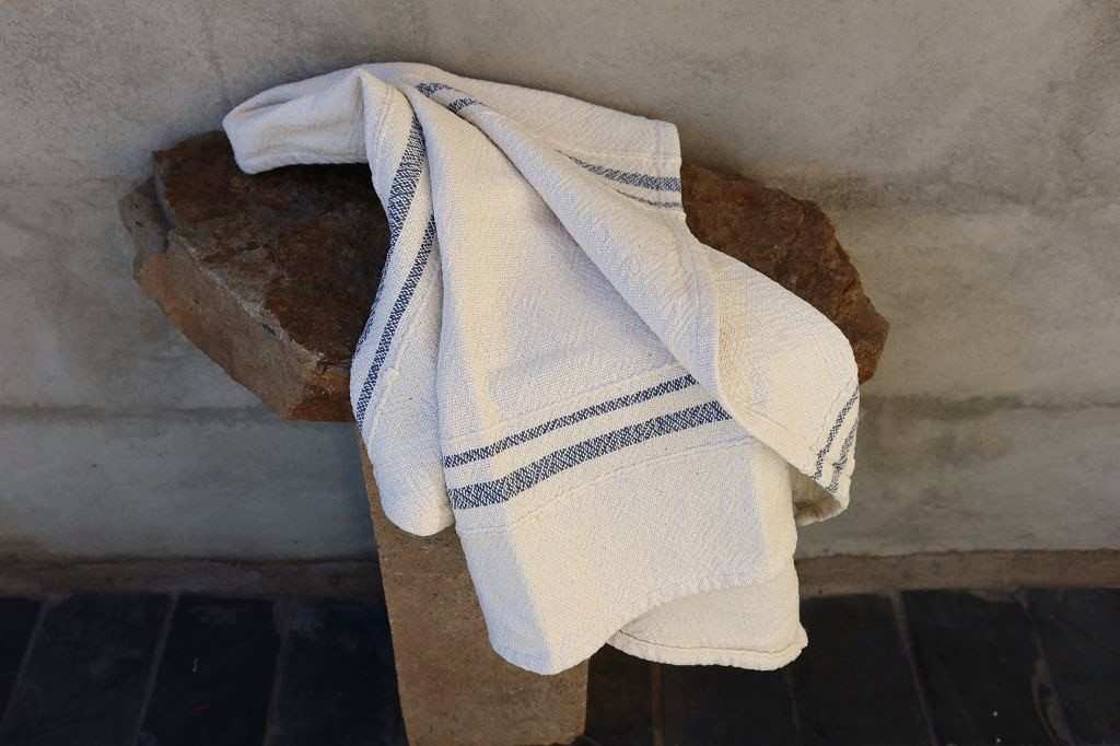 Barrydale Hand Weavers Country Towel Variegated Stripes"Inverse Indigo"