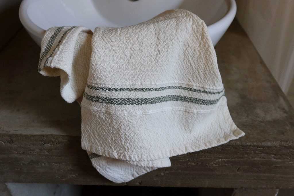 Barrydale Hand Weavers Country Towel Variegated Stripes"Karoo Green"