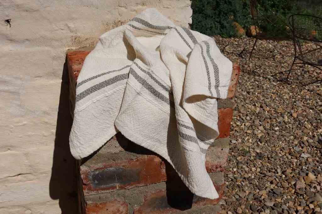 Barrydale Hand Weavers Country Towel Variegated Stripes"Karoo Green"
