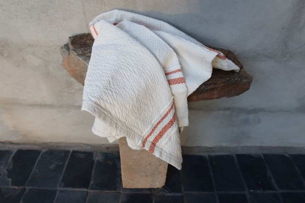 Barrydale Hand Weavers Country Towel Variegated Stripes"Karoo Orange"