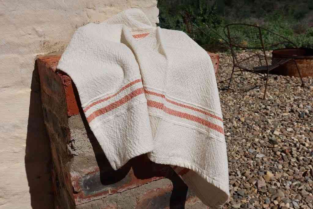 Barrydale Hand Weavers Country Towel Variegated Stripes"Karoo Orange"