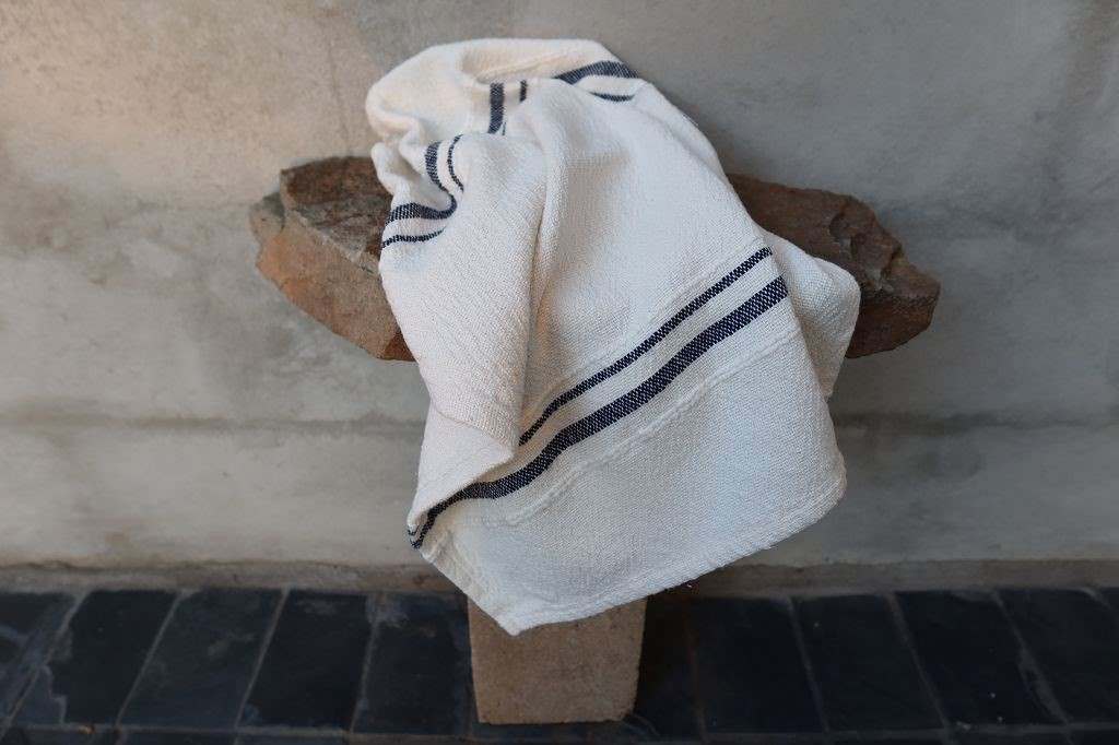 Barrydale Hand Weavers Country Towel Variegated Stripes "Navy"